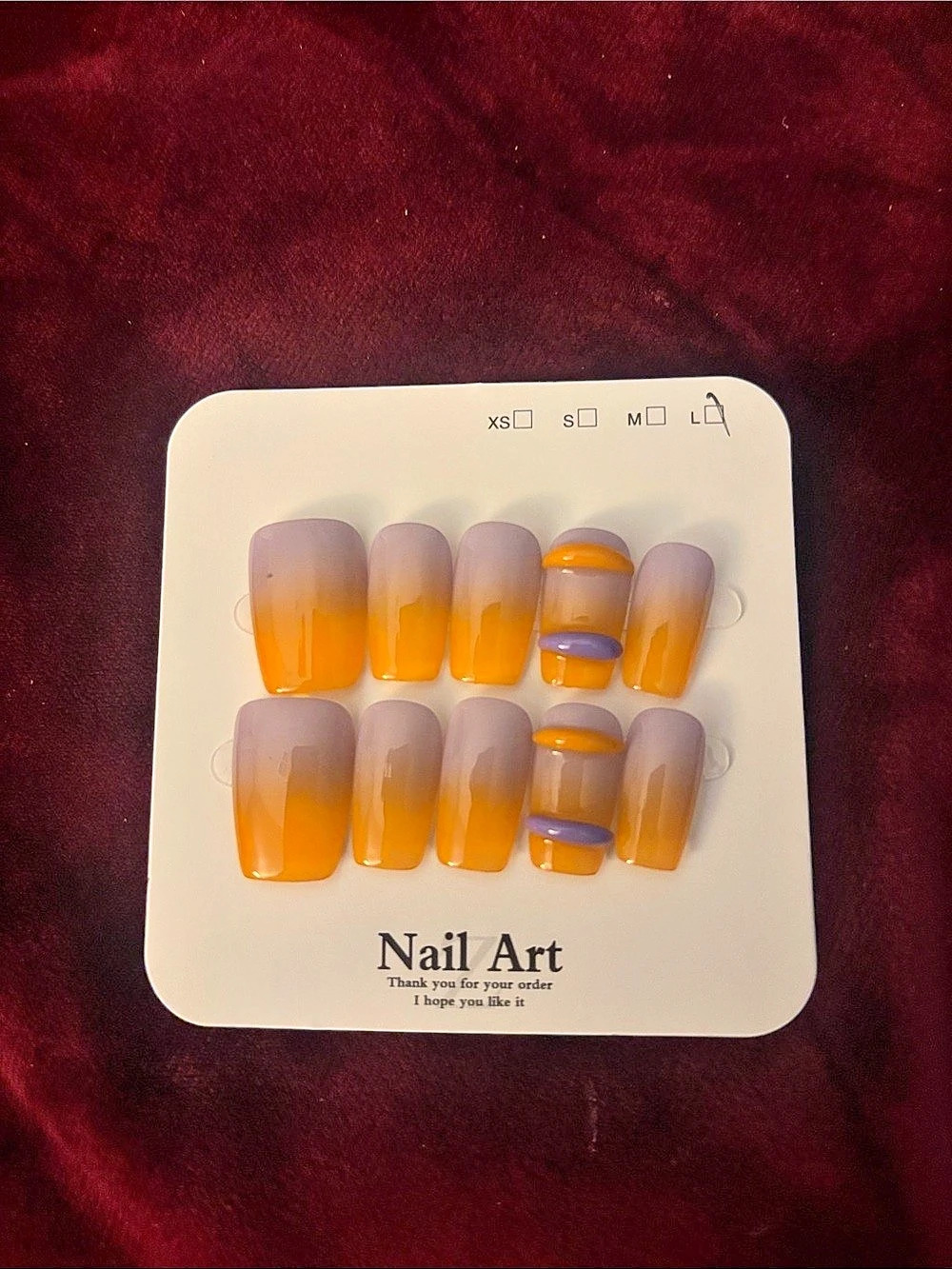 Orange & Purple Press-On Nails